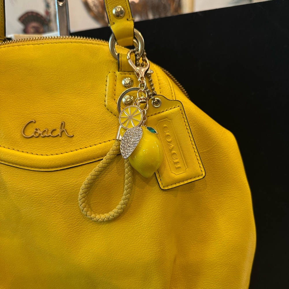 Coach 2013 Bright Yellow Leather Tote with Charm Detail. Gorgeous color - Picture 5 of 12